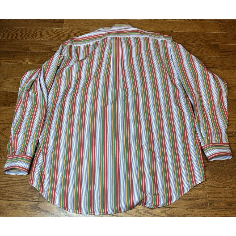 VTG Polo Ralph Lauren Mens Red Multicolor Striped Shirt Size XL Blake Colorful - Picture 5 of 7